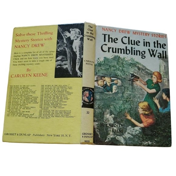The Clue in the Crumbling Wall, Nancy Drew Carolyn Keene Matte Yellow Orig. Text - Picture 2 of 9